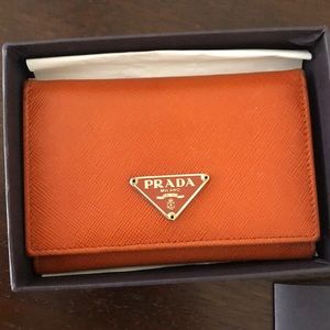 prada orange wallet